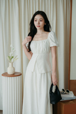 SYBEL RUCHED BUST LONG TOP (CREAM)