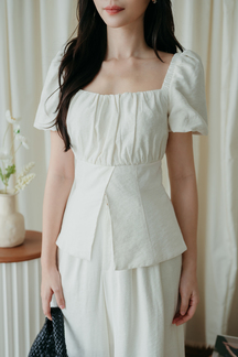 SYBEL RUCHED BUST LONG TOP (CREAM)