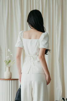 SYBEL RUCHED BUST LONG TOP (CREAM)