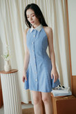  MIREYA BACKLESS MINI DRESS (BLUE STRIPE)