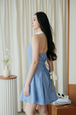  MIREYA BACKLESS MINI DRESS (BLUE STRIPE)