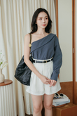 GENEVA SLOPE SHOULDER TOP (BLUE STRIPE)