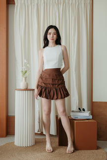 YANW HIGH WAISTED BALLOON SKORT (BROWN)