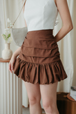 YANW HIGH WAISTED BALLOON SKORT (BROWN)