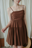 TRACY TIERED MINI DRESS (BROWN)