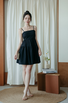 TRACY TIERED MINI DRESS (BLACK)