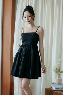 TRACY TIERED MINI DRESS (BLACK)