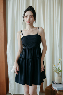 TRACY TIERED MINI DRESS (BLACK)