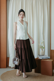 STETSON TIERED LONG SKIRT (BROWN)