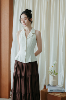 COLBIE PEPLUM VEST TOP (CREAM)