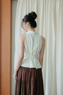 COLBIE PEPLUM VEST TOP (CREAM)