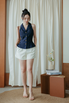 COLBIE PEPLUM VEST TOP (BLUE)