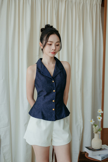COLBIE PEPLUM VEST TOP (BLUE)