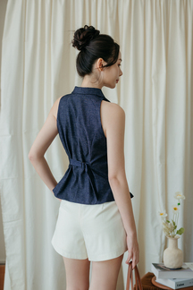 COLBIE PEPLUM VEST TOP (BLUE)