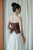 JENNY STRAPLESS RUCHED TOP (BROWN)