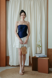 JENNY STRAPLESS RUCHED TOP (BLUE)