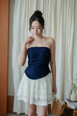 JENNY STRAPLESS RUCHED TOP (BLUE)