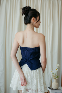 JENNY STRAPLESS RUCHED TOP (BLUE)