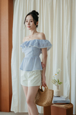 JOEY OFF SHOULDER TOP (BLUE STRIPE)