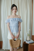 JOEY OFF SHOULDER TOP (BLUE STRIPE)