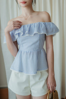 JOEY OFF SHOULDER TOP (BLUE STRIPE)