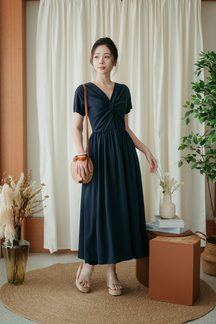 EMRY TWIST FRONT MAXI DRESS (DARK BLUE)