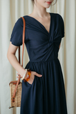EMRY TWIST FRONT MAXI DRESS (DARK BLUE)