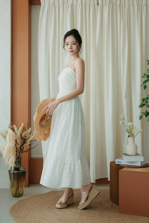 OWLYN CAMI RUFFLES MAXI DRESS (WHITE)