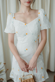 BECKETT RUFFLES MINI DRESS (YELLOW FLOWER)