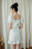 BECKETT RUFFLES MINI DRESS (YELLOW FLOWER)