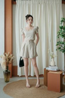 LENNON WIDE LEG CASUAL SHORT (BEIGE)