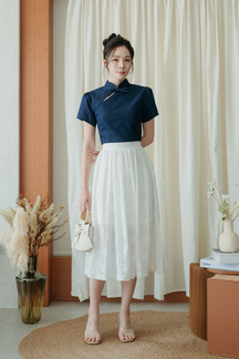 SUE CHEONGSAM TOP (BLUE)