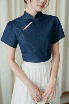 SUE CHEONGSAM TOP (BLUE)