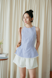 SUZON SIDE SPLIT TOP (BLUE STRIPE)