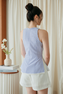 SUZON SIDE SPLIT TOP (BLUE STRIPE)
