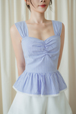 SHIFRA RUCHED BUST TOP (BLUE STRIPE) SHIFRA RUCHED BUST TOP (BLUE STRIPE)