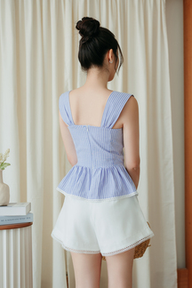 SHIFRA RUCHED BUST TOP (BLUE STRIPE)