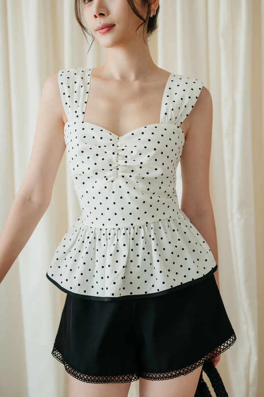 SHIFRA RUCHED BUST TOP (POLKA DOTS)