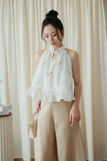 ZANNDRA CHEONGSAM TOP (YELLOW FLORAL)