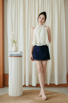 ZANNDRA CHEONGSAM TOP (CREAM LACE)