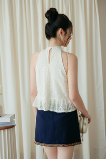 ZANNDRA CHEONGSAM TOP (CREAM LACE)