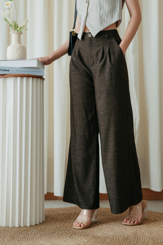 KENJI HIGH WAISTED PANTS (BROWN)