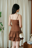 GRACY CAMI TIERED MINI DRESS (BROWN)