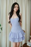 GRACY CAMI TIERED MINI DRESS (BLUE STRIPE)