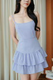 GRACY CAMI TIERED MINI DRESS (BLUE STRIPE)