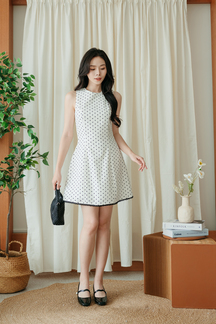 GLENNICE ROUND NECK MINI DRESS (POLKA DOTS)