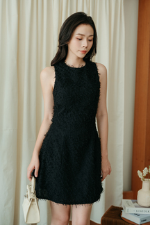 GLENNICE ROUND NECK MINI DRESS (BLACK)