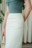 ELVIO SIDE RUCHED PENCIL SKIRT (WHITE)