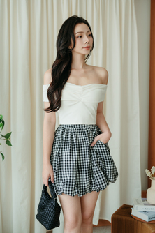 THEODORA BALLOON SKIRT (BLACK CHECKERED)