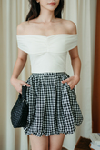 THEODORA BALLOON SKIRT (BLACK CHECKERED)